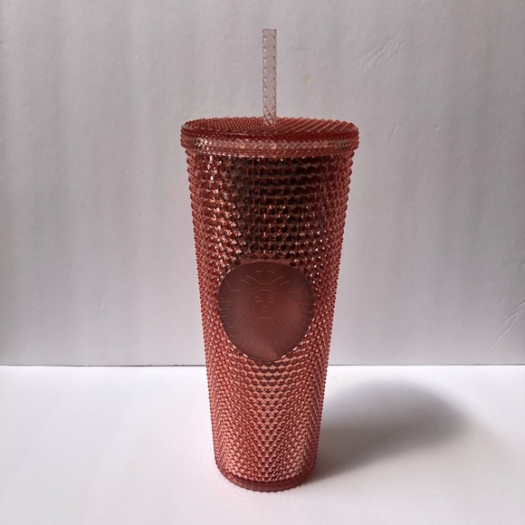 starbucks rose gold studded tumbler
